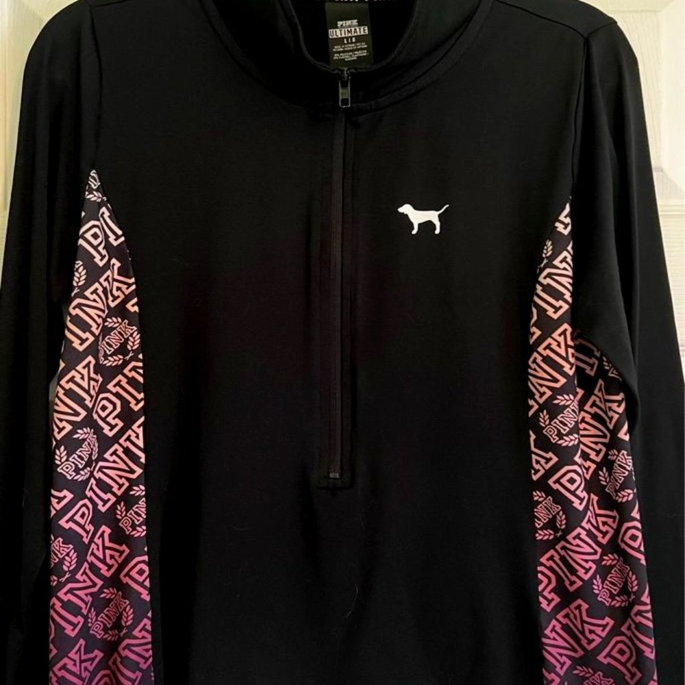 EUC WOMAN SIZE LARGE LONG SLEEVE QUARTER ZIP SHIRT/ PULLOVER/JACKET BY VS PINK